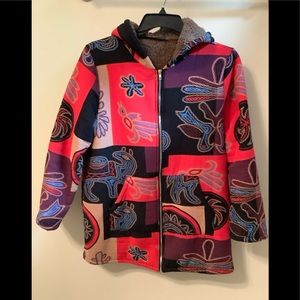 O-nelue really comfortable lightweight lined Fall & Winter coat, patchwork print